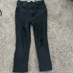 Hollister black distressed high rise jeans leggings size 23 waist 26 long